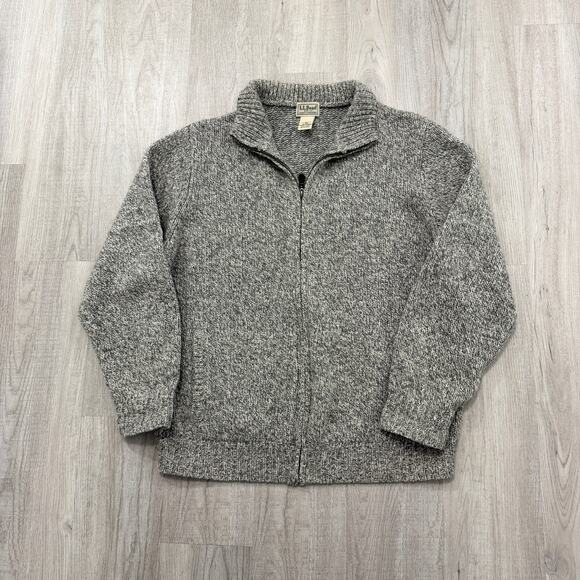 LL Bean Ragwool Cardigan Lambswool Cardigan Sweater Men's Large Full Zip 245046